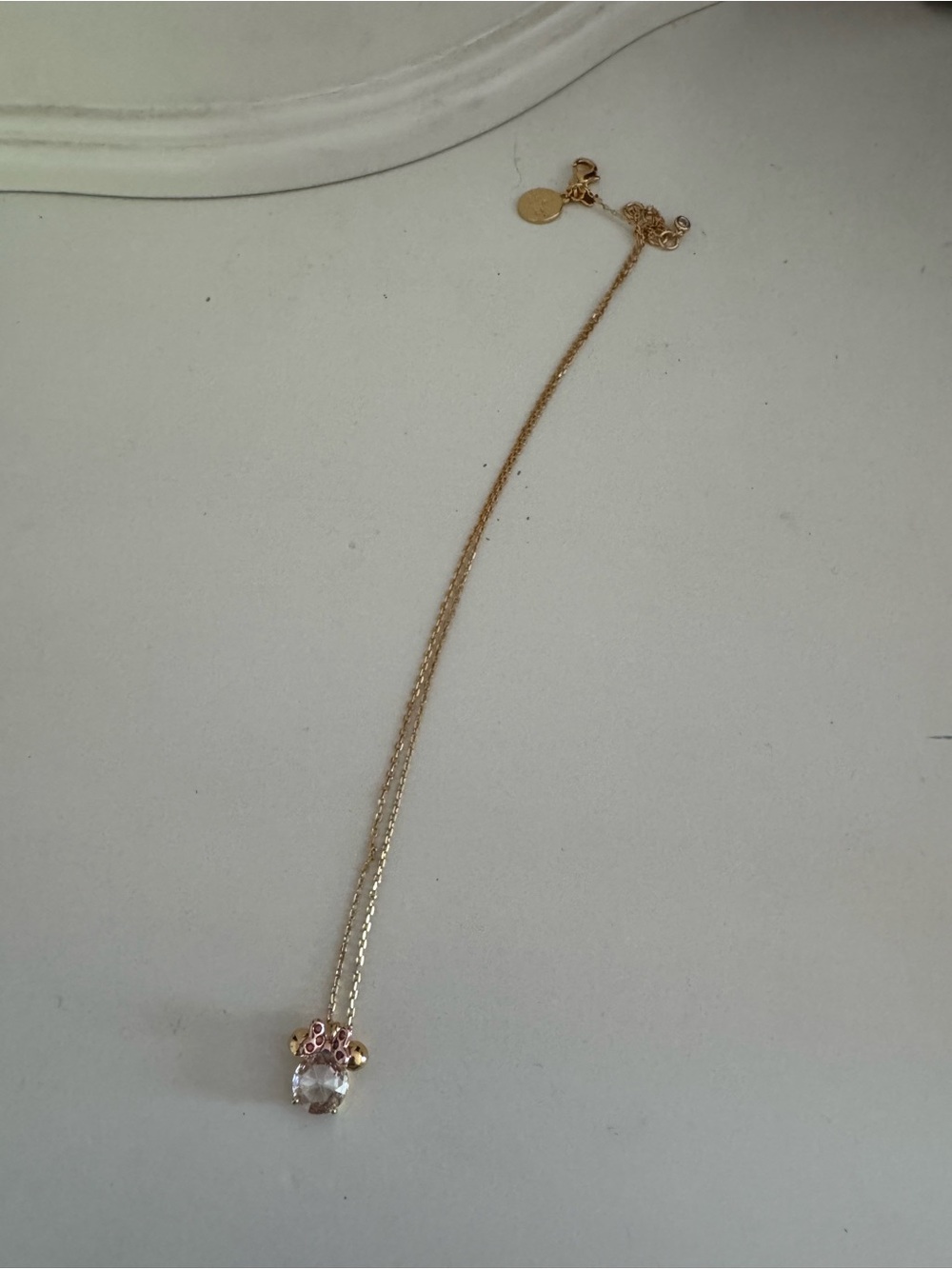 Disney Rose Gold Crystal Mickey Pendant Necklace - Gold and Clear